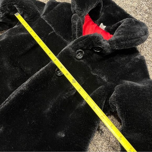 Kids Black Faux Fur button up Coat - Picture 7 of 11